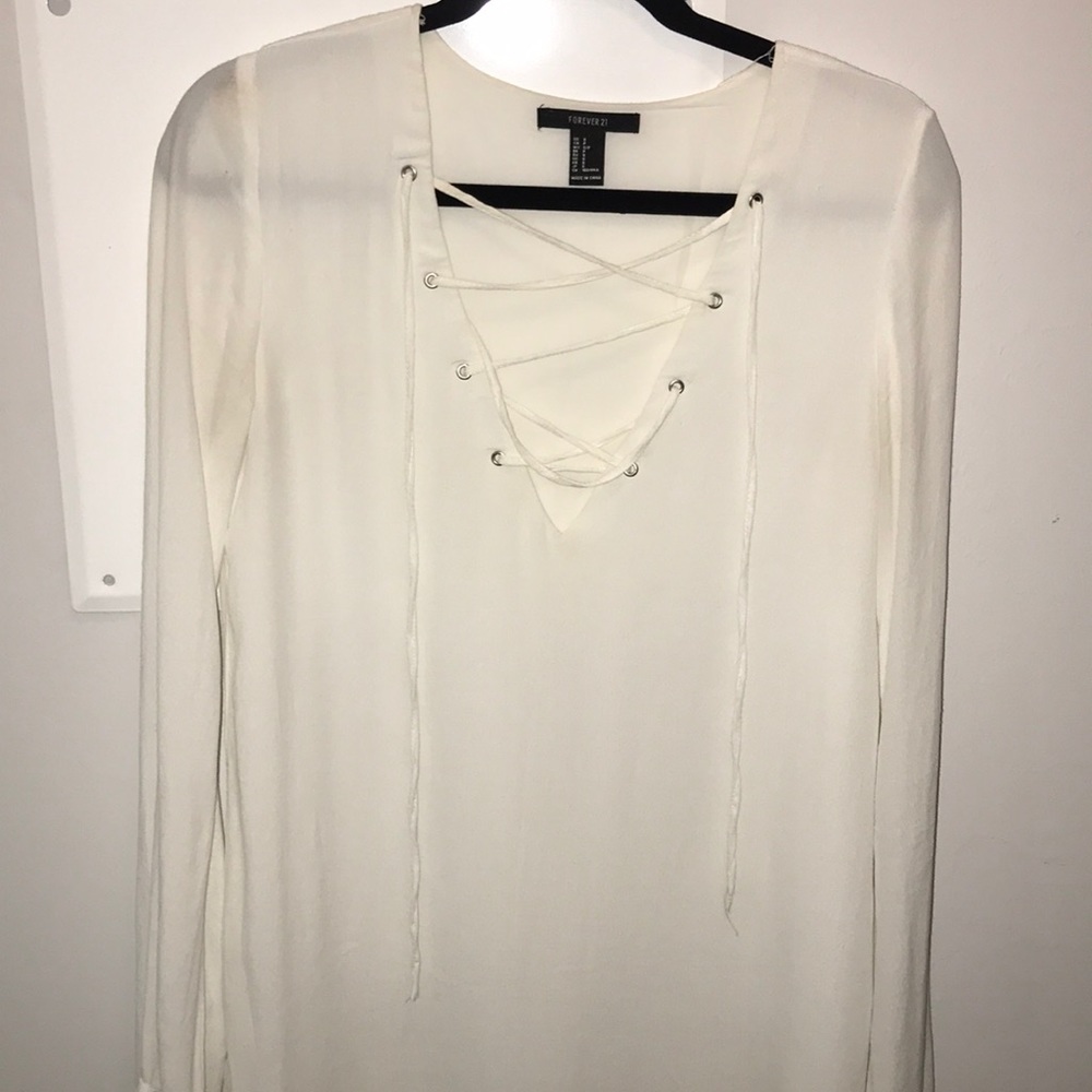 long sleeve white tie up dress